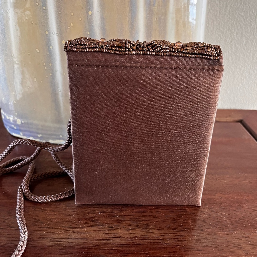 Fabric embellished Bijoux Terner brown bag - Picture 2 of 8
